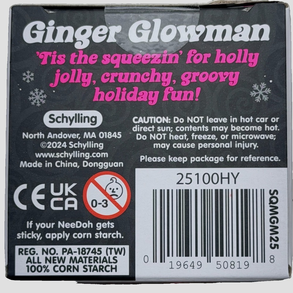 Nee Doh Ginger Glowman RARE Purple Scarf Green Hat Squishy Sensory AUTHENTIC NIB - Picture 6 of 6